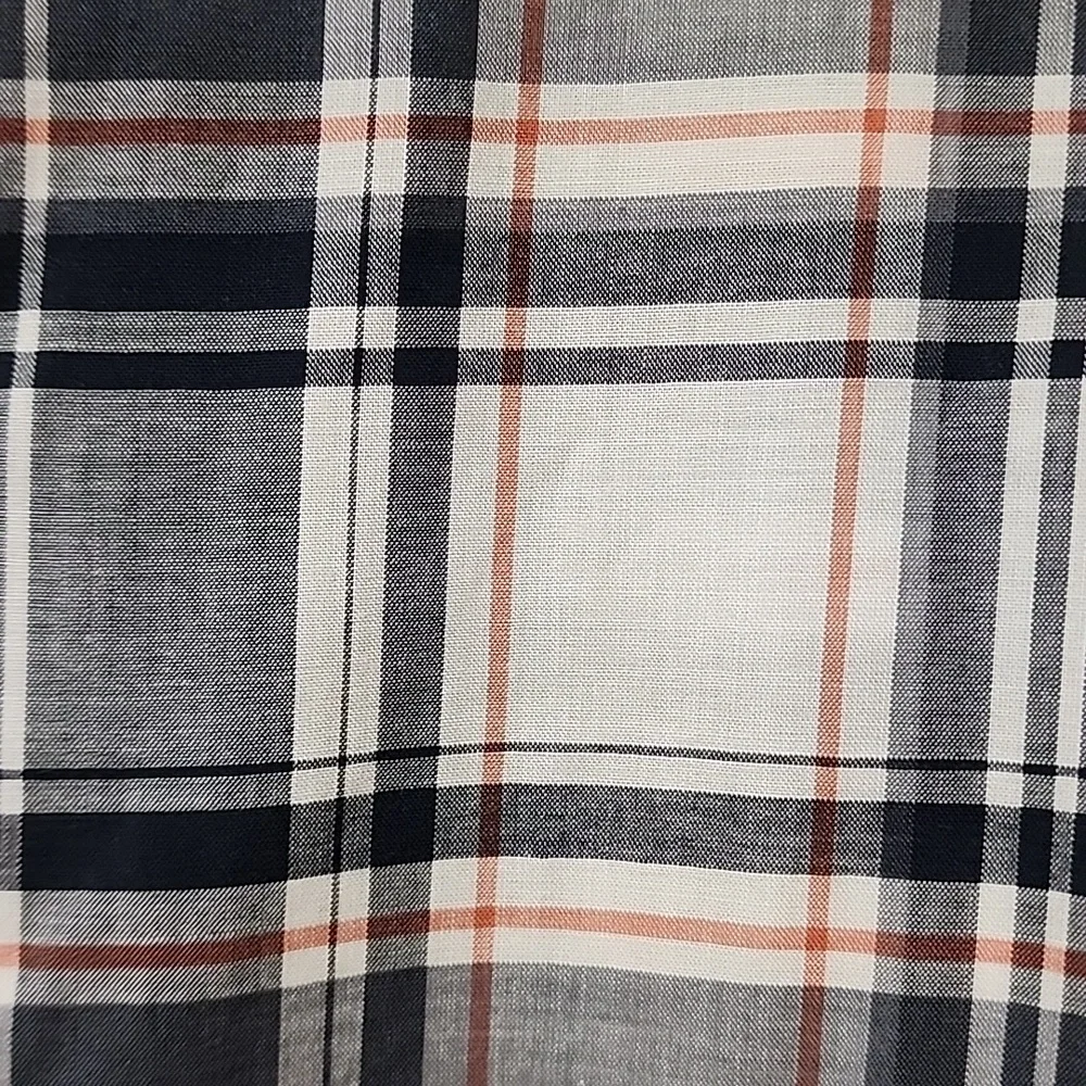 Kuhl Women’s Plaid Lexi Long Sleeve Shirt in Gray/White/Orange Tencel Size Med